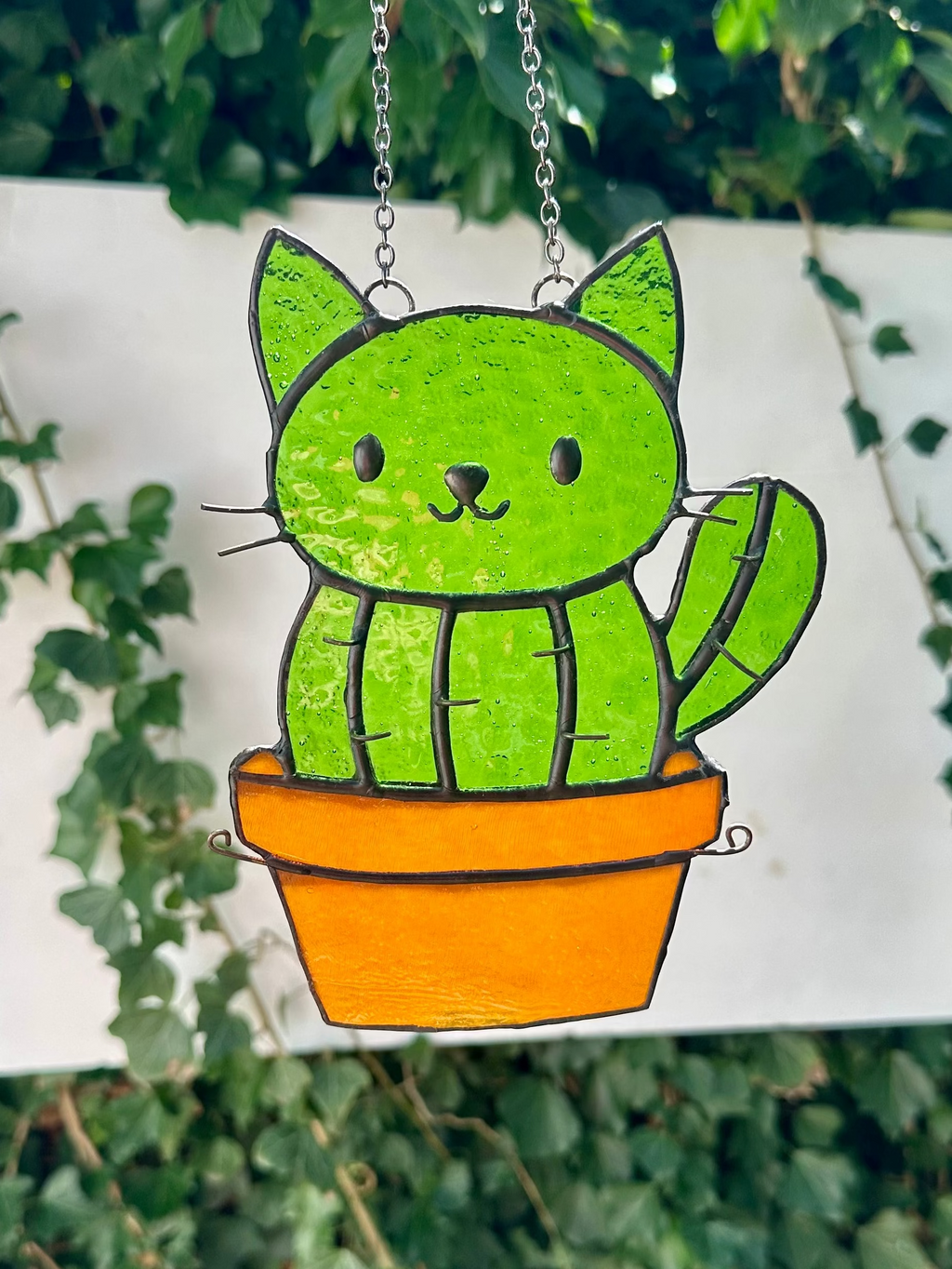 Stained Glass Cactus Cat