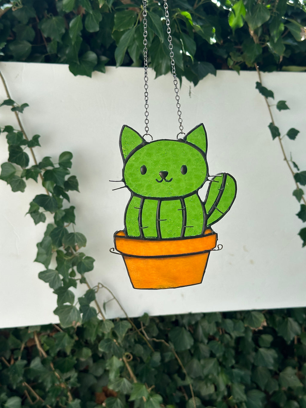 Stained Glass Cactus Cat