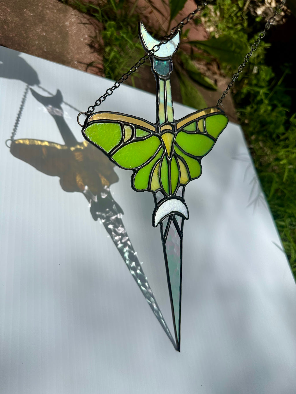 Stained Glass Luna Moth Dagger