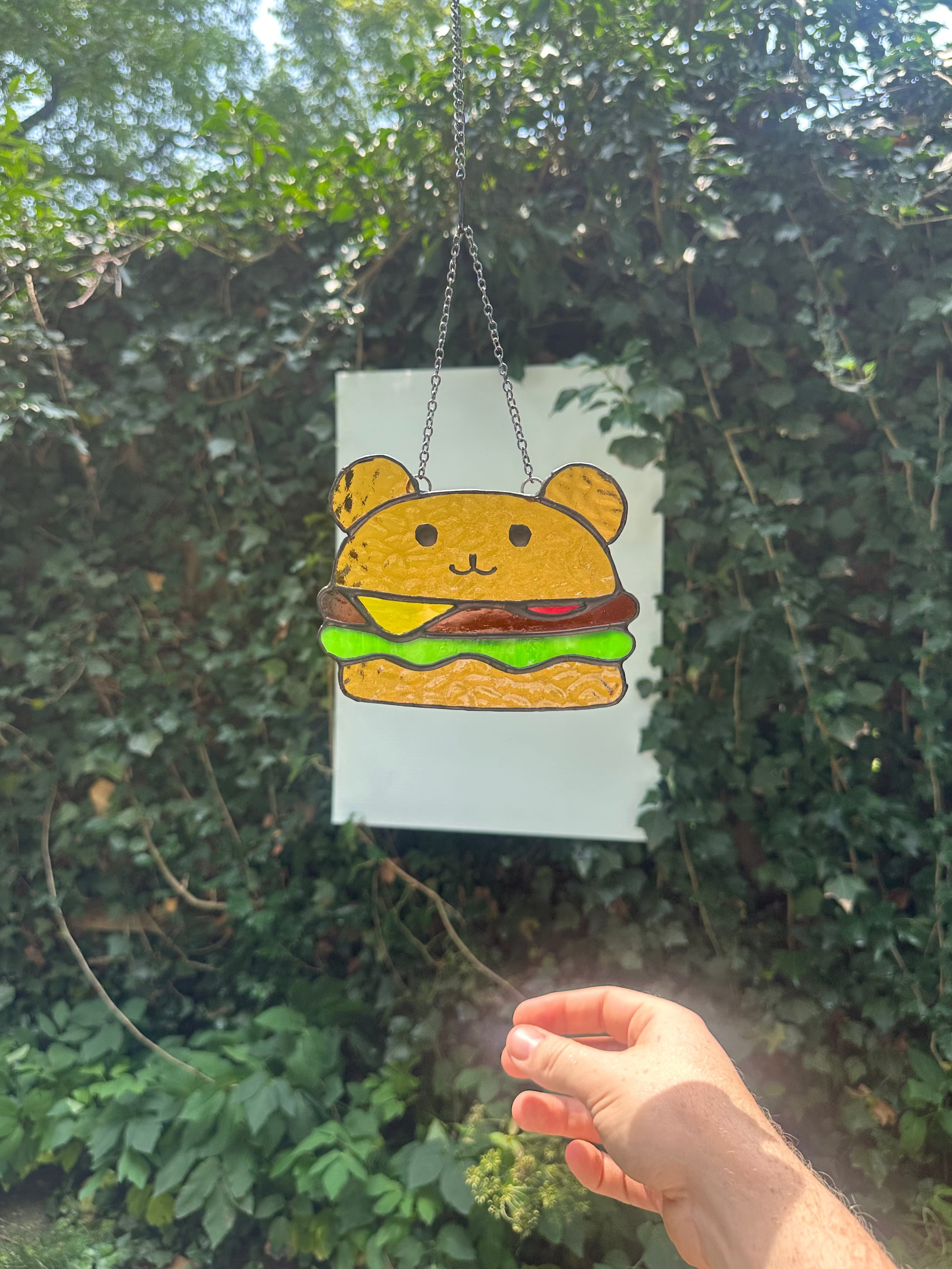 Stained Glass Bear Burger Solid eyes