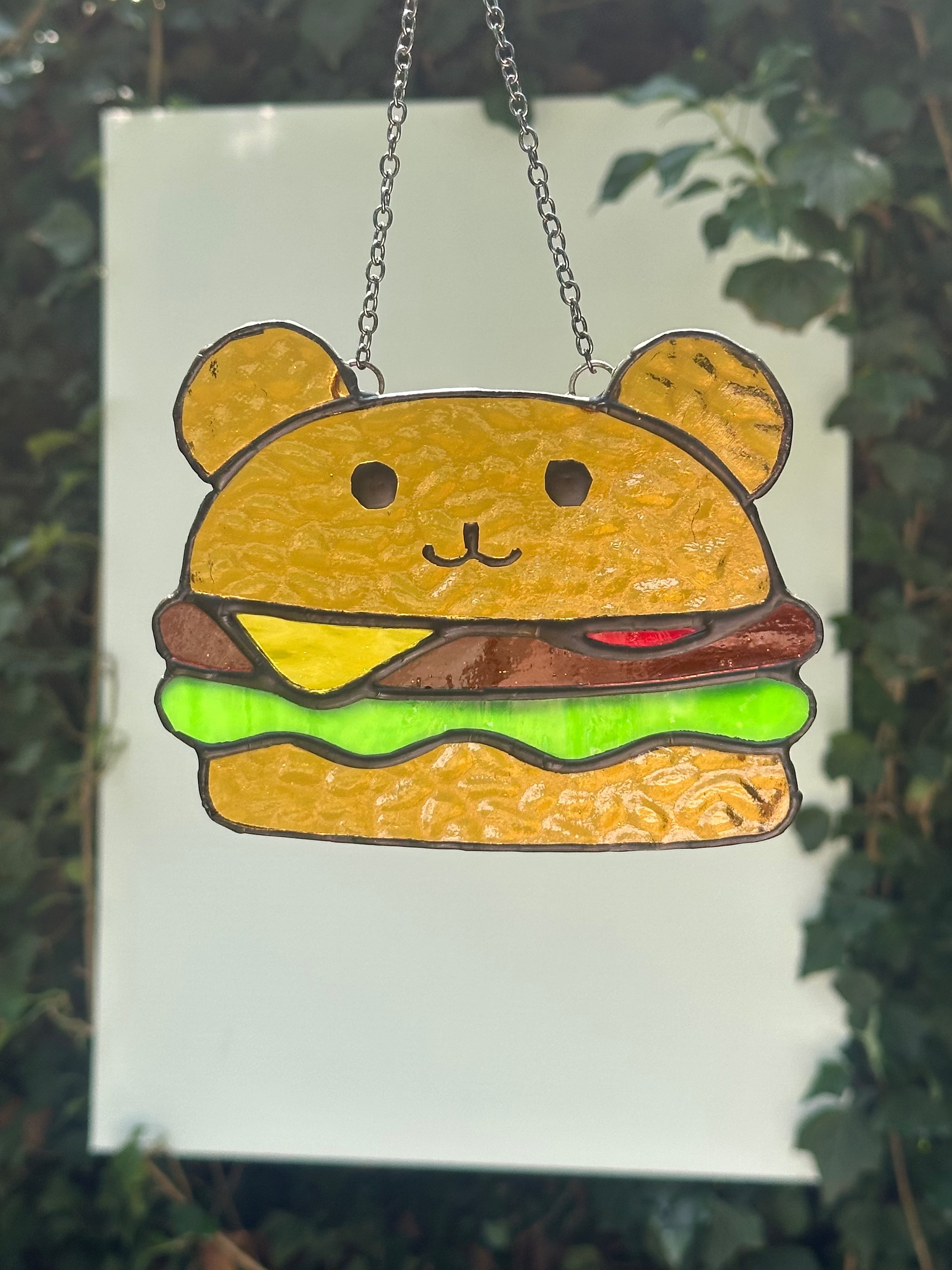 Stained Glass Bear Burger Solid eyes