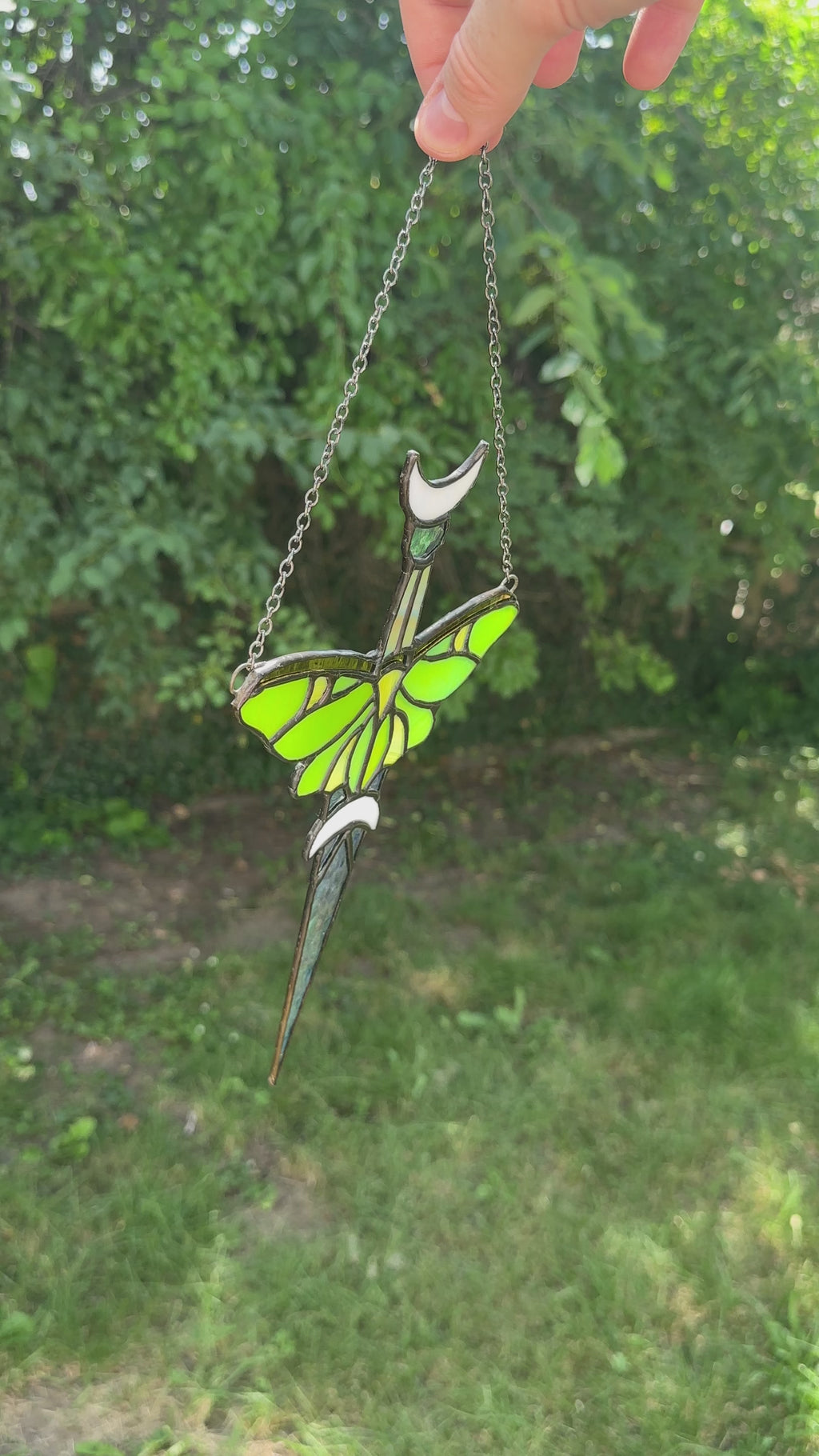 Stained Glass Luna Moth Dagger